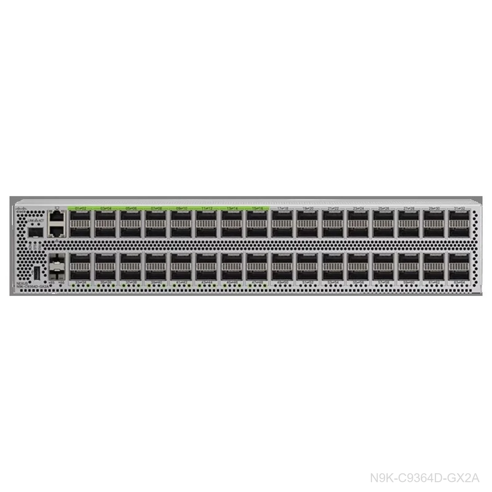 [N9K-C9364D-GX2A] Cisco N9K-C9364D-GX2A, Nexus 9300 Switch, 64x400G+2x1/10G, 2RU