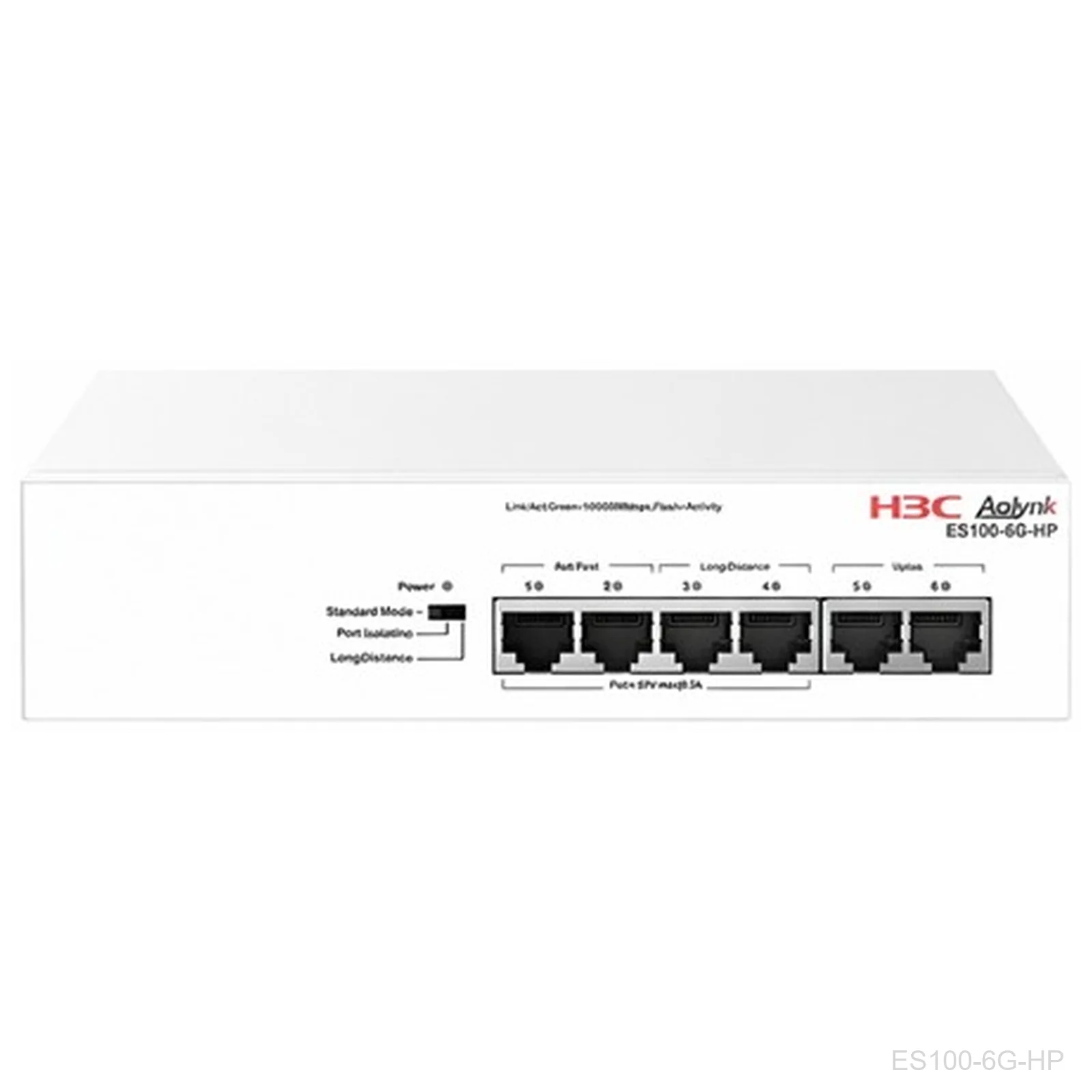 [ES100-6G-HP] H3C ES100-6G-HP, Aolynk 6-Port Gigabit Unmanaged PoE+ Switch, 65W