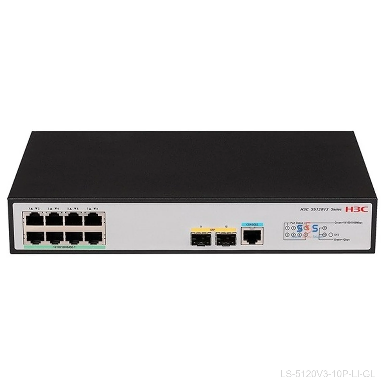 [LS-5120V3-10P-LI-GL] H3C LS-5120V3-10P-LI-GL, 8-Port Gigabit Switch, 2x 1G SFP, 9801A41E