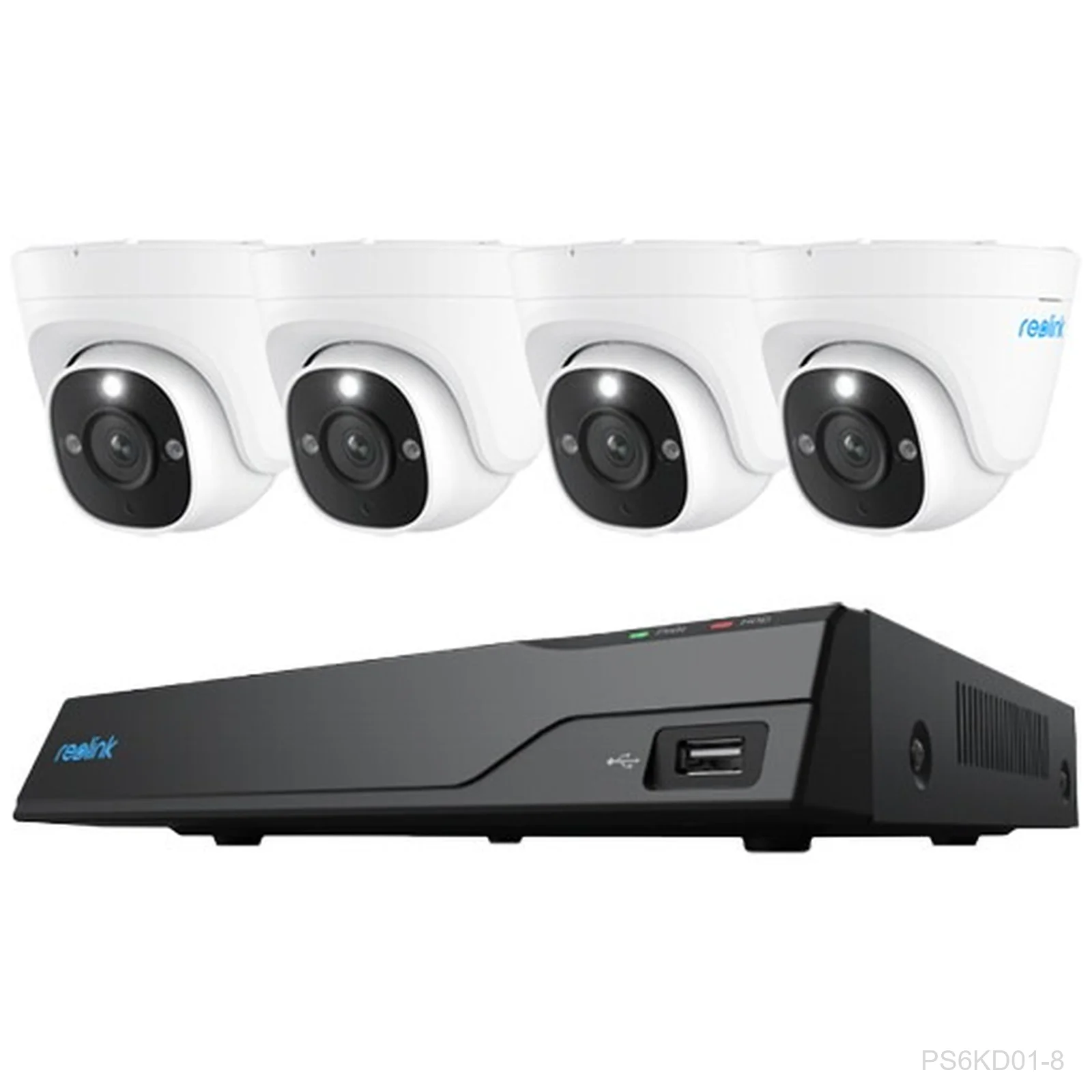 [PS6KD01-8] Reolink NVS8-12MD4, Bundle: 4 x 12MP Dome Camera + 8CH PoE NVR, 2TB HDD