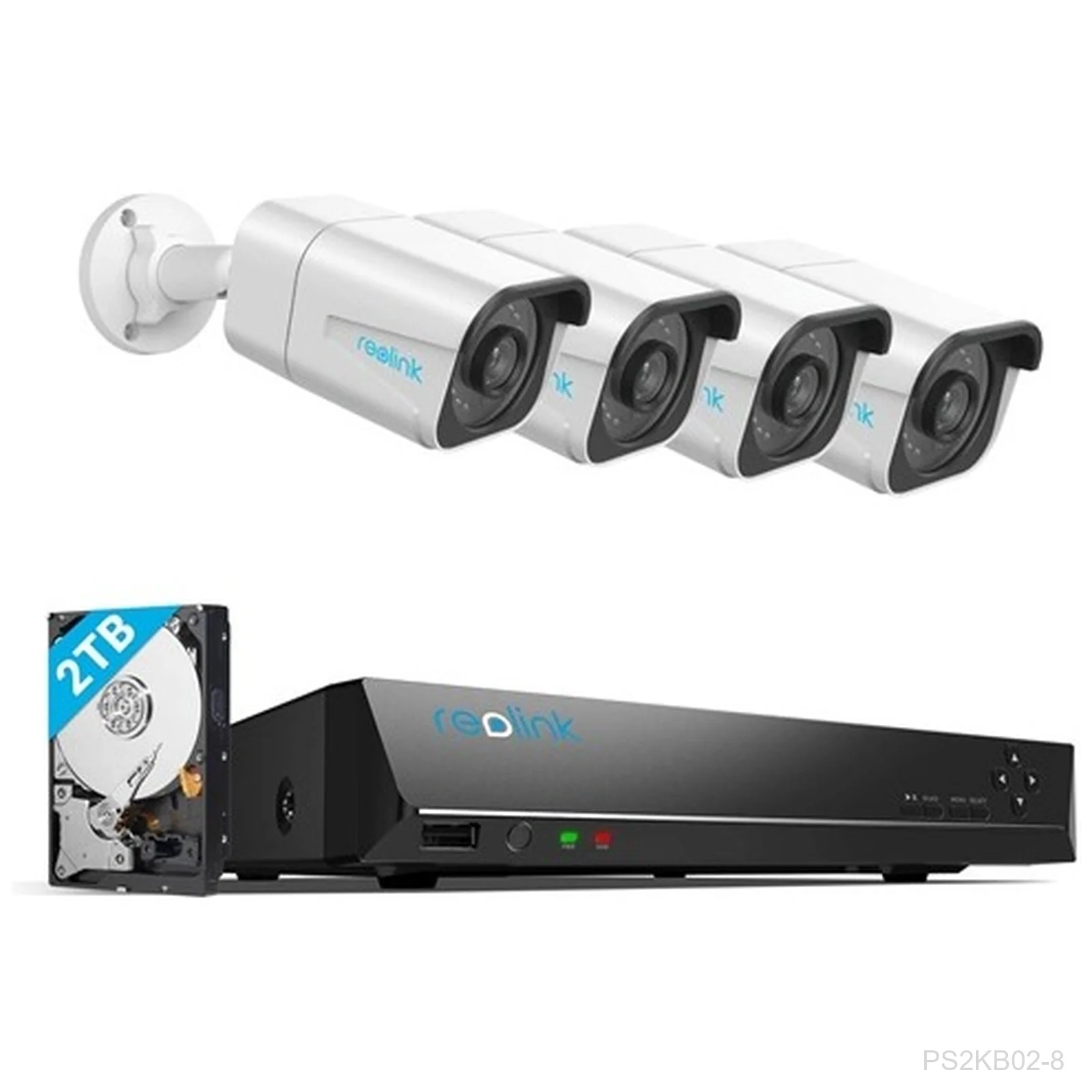 [PS2KB02-8] Reolink NVS8-5MB4, Bundle: 4 x 5MP Bullet Camera + 8CH PoE NVR, 2TB HDD