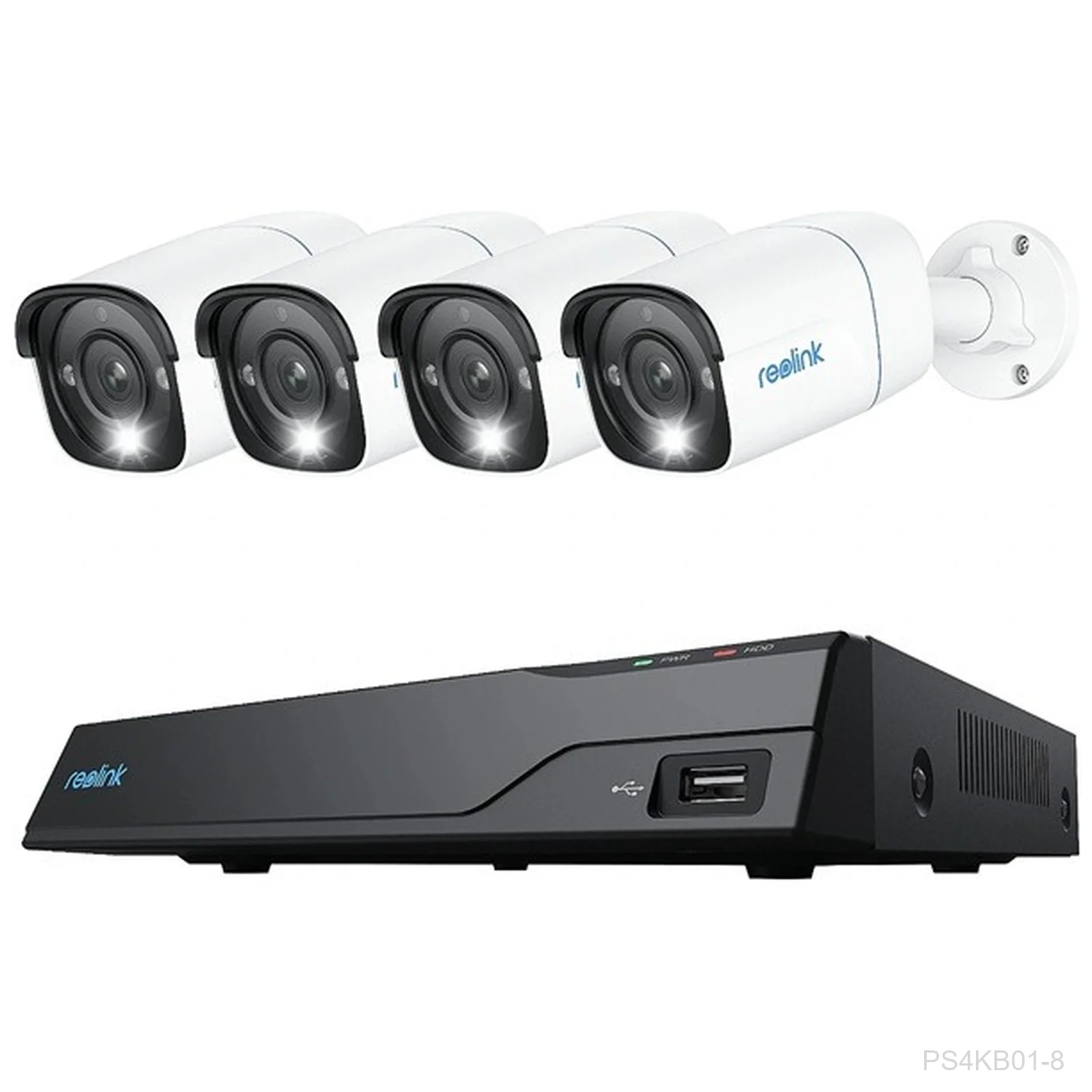 [PS4KB01-8] Reolink NVS8-8MB4, Bundle: 4 x 4K Bullet Camera + 8CH PoE NVR, 2TB HDD