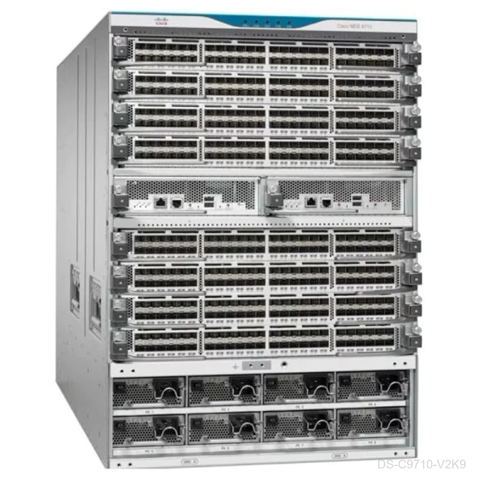 Cisco DS-C9710-V2K9 – MDS 9710 V2 Base Configuration: Chassis, 2 Sup-4, 3 Fab-3, 4 3KAC