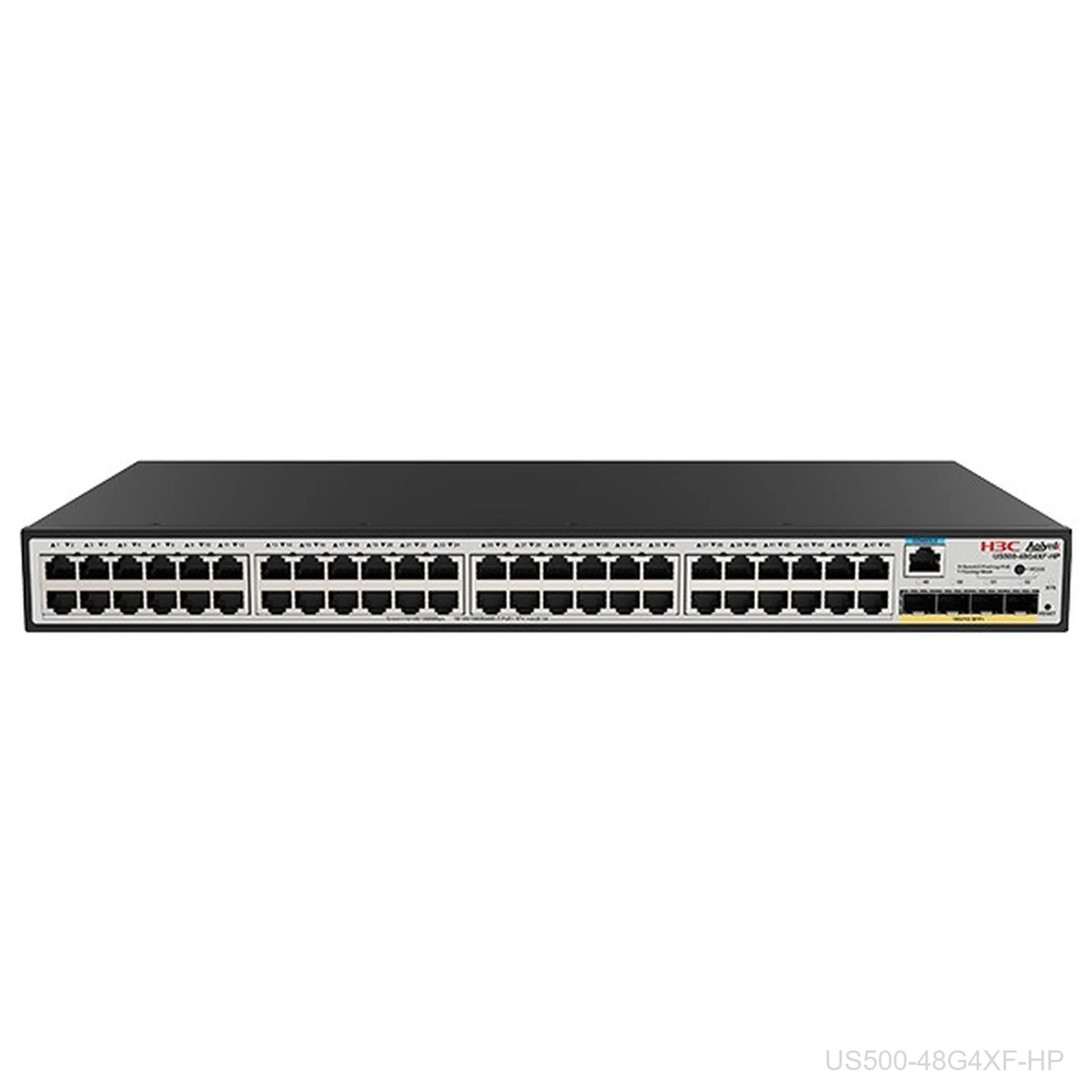 H3C US500-48G4XF-HP Aolynk 48-Port Gigabit PoE+ Switch, 375W, 4x 10G SFP+, 9801A8EE