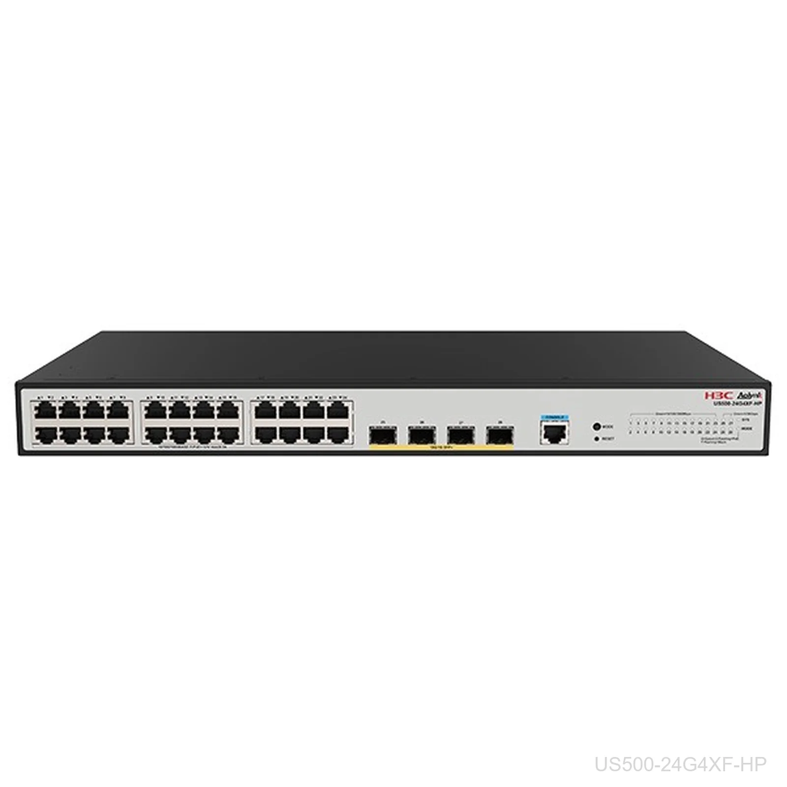 H3C US500-24G4XF-HP Aolynk 24-Port Gigabit PoE+ Switch, 375W, 4x 10G SFP+, 9801A8E7
