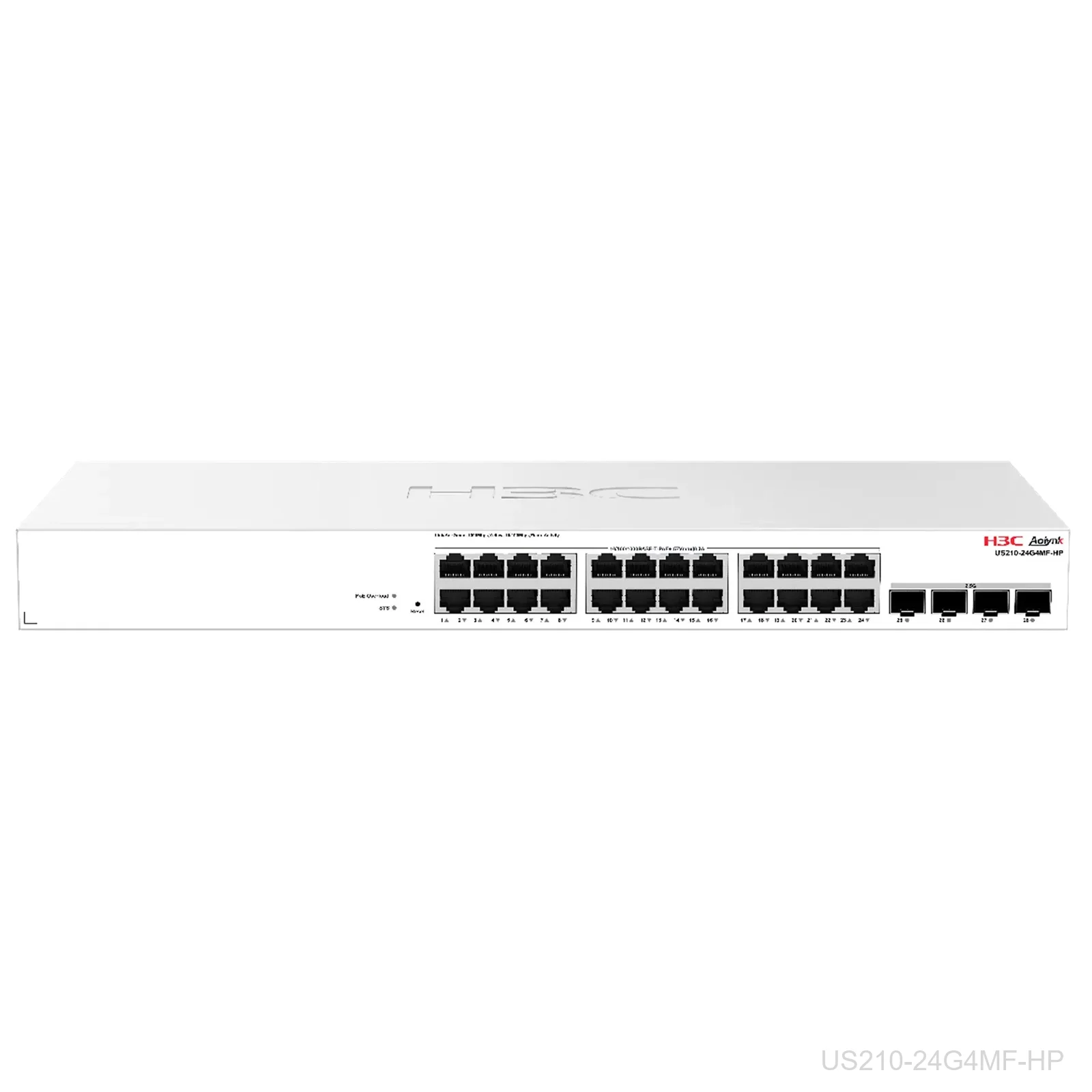 H3C US210-24G4MF-HP Aolynk 24-Port Gigabit PoE+ Switch, 370W, 4x 2.5G SFP, 9801A8LA