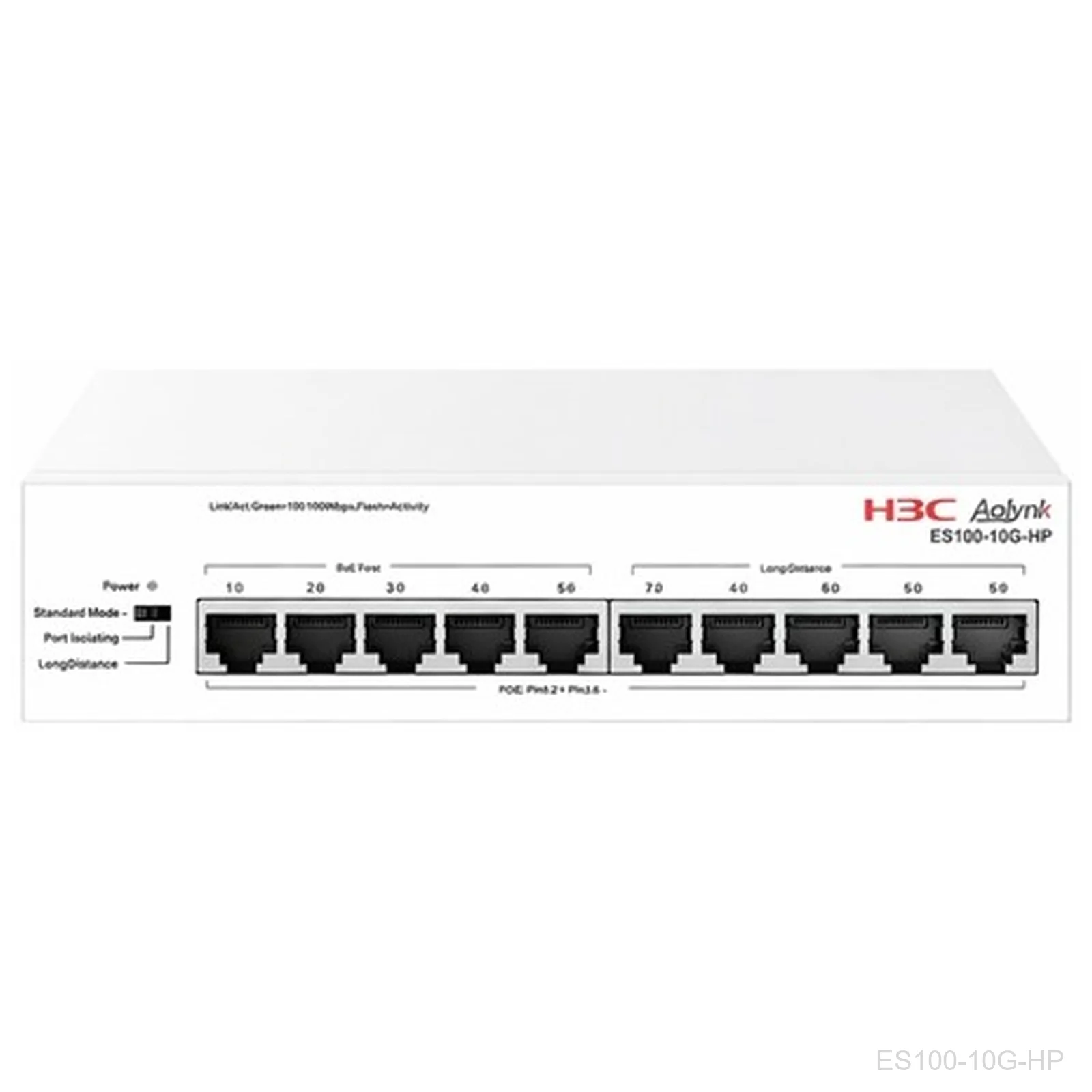 H3C ES100-10G-HP Aolynk 10-Port Gigabit Unmanaged PoE+ Switch, 120W, 9801A8G6