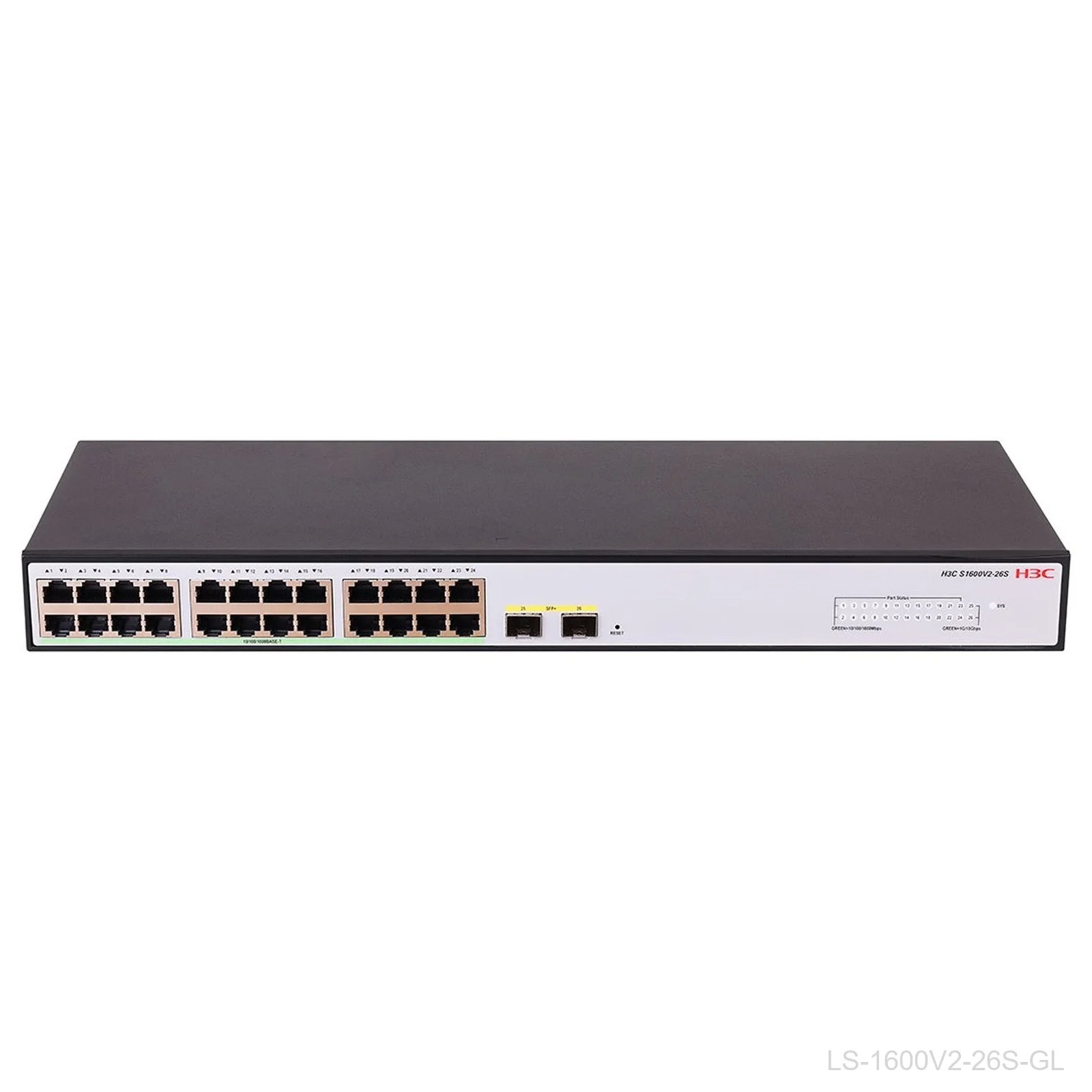 H3C LS-1600V2-26S-GL 24-Port Web Managed Gigabit Switch, 2x 10G SFP+, 9801A67X
