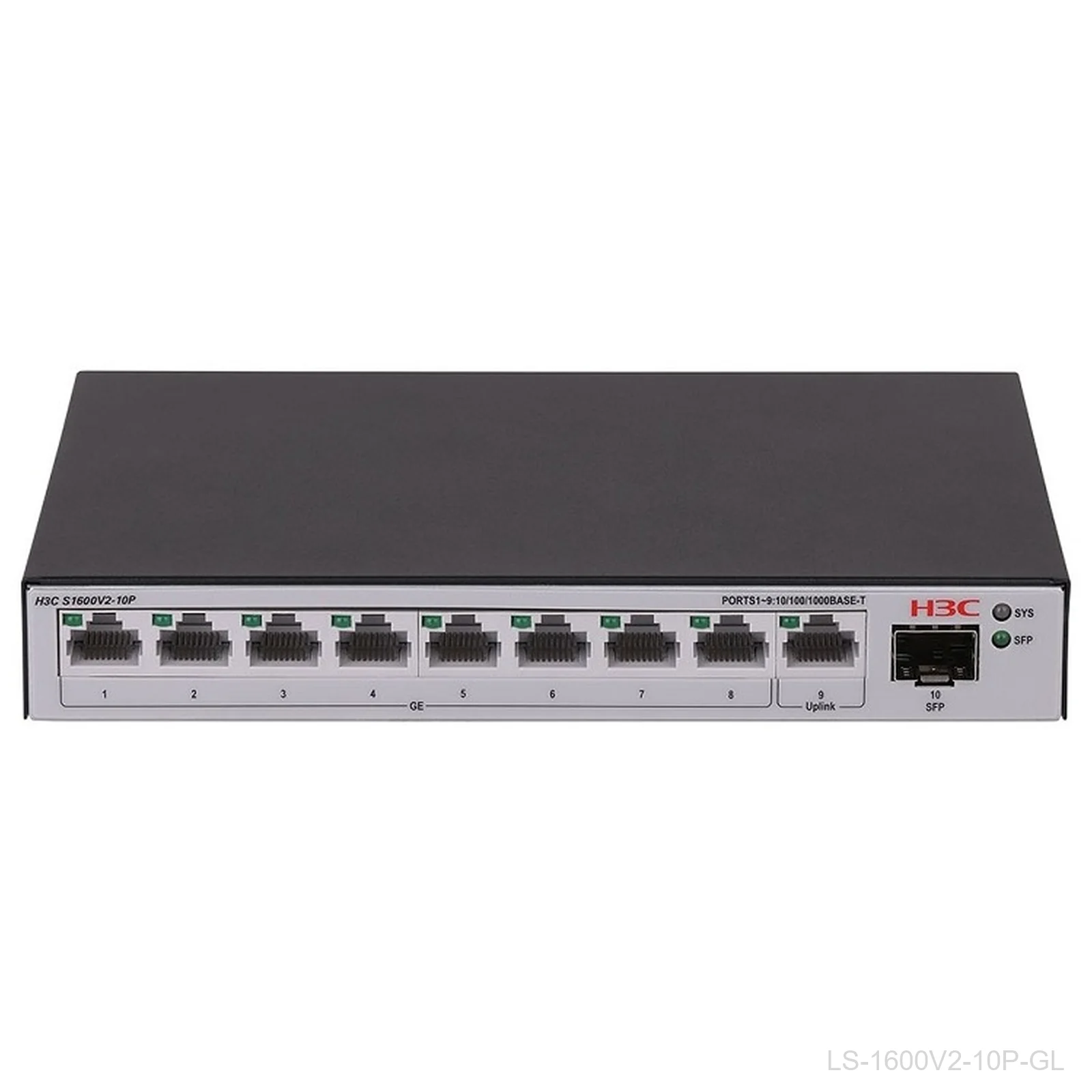 H3C LS-1600V2-10P-GL 9-Port Web Managed Gigabit Switch, 1x SFP, 9801A67P