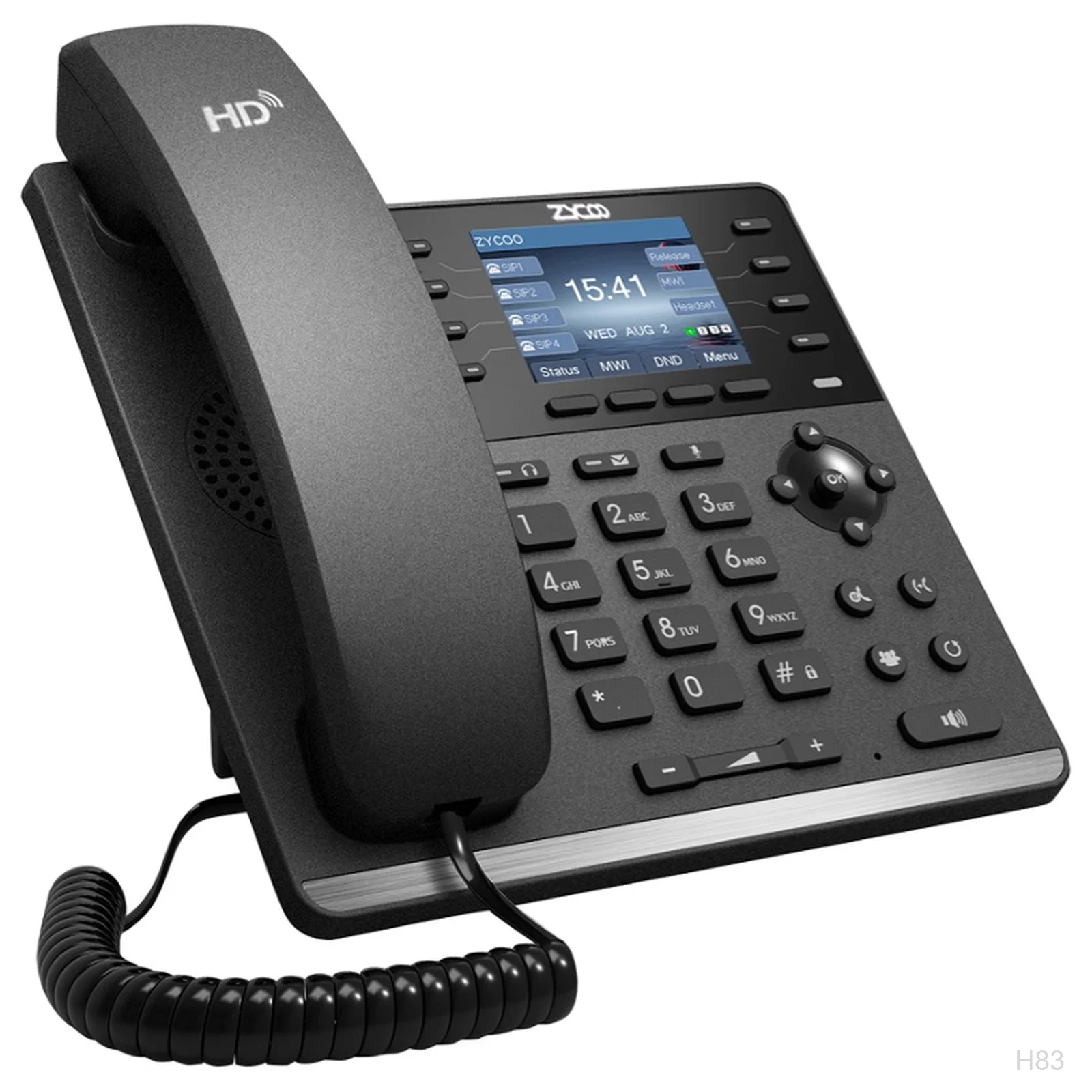[H83] ZYCOO CooFone H83 IP Phone, 4 Line, PoE, HD, Colour Screen