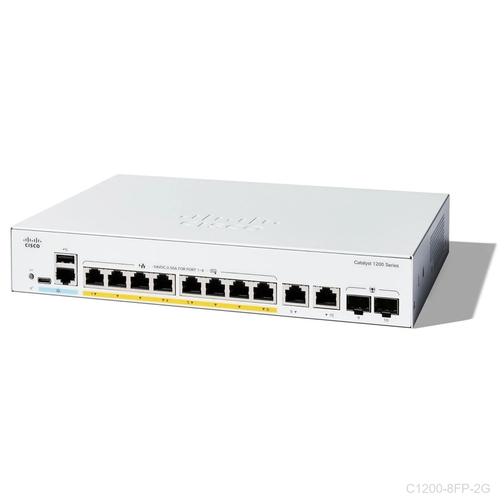 Cisco C1200-8FP-2G, 8 ports Giga POE+ 120W with 2 x 1G copper/SFP Combo, Catalyst Switch