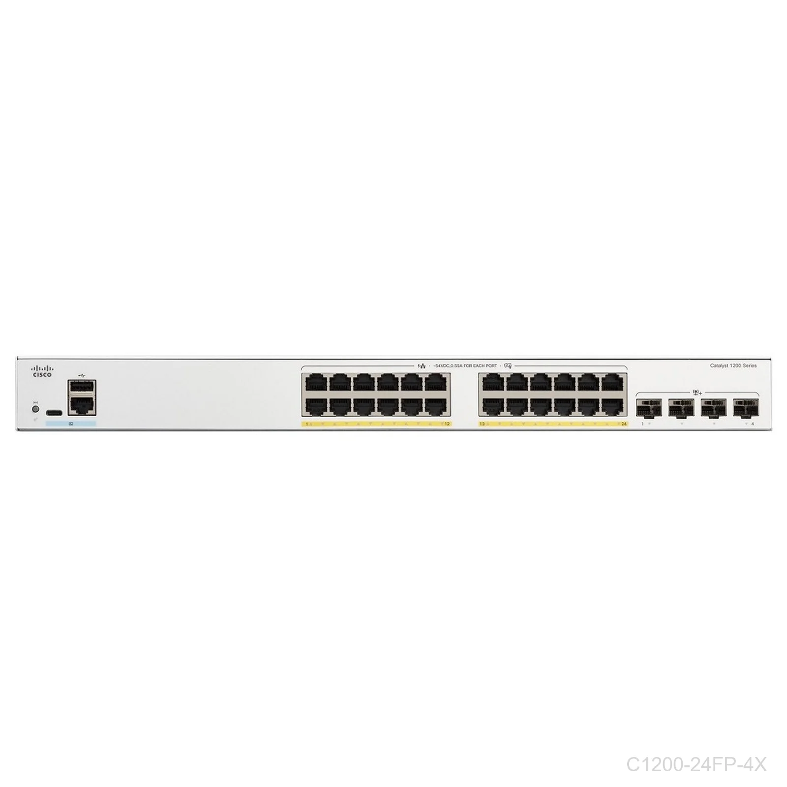 [C1200-24FP-4X] Cisco C1200-24FP-4X, 24 ports Giga POE+ 375W + 4 x 10G SFP uplink ports, Catalyst Switch