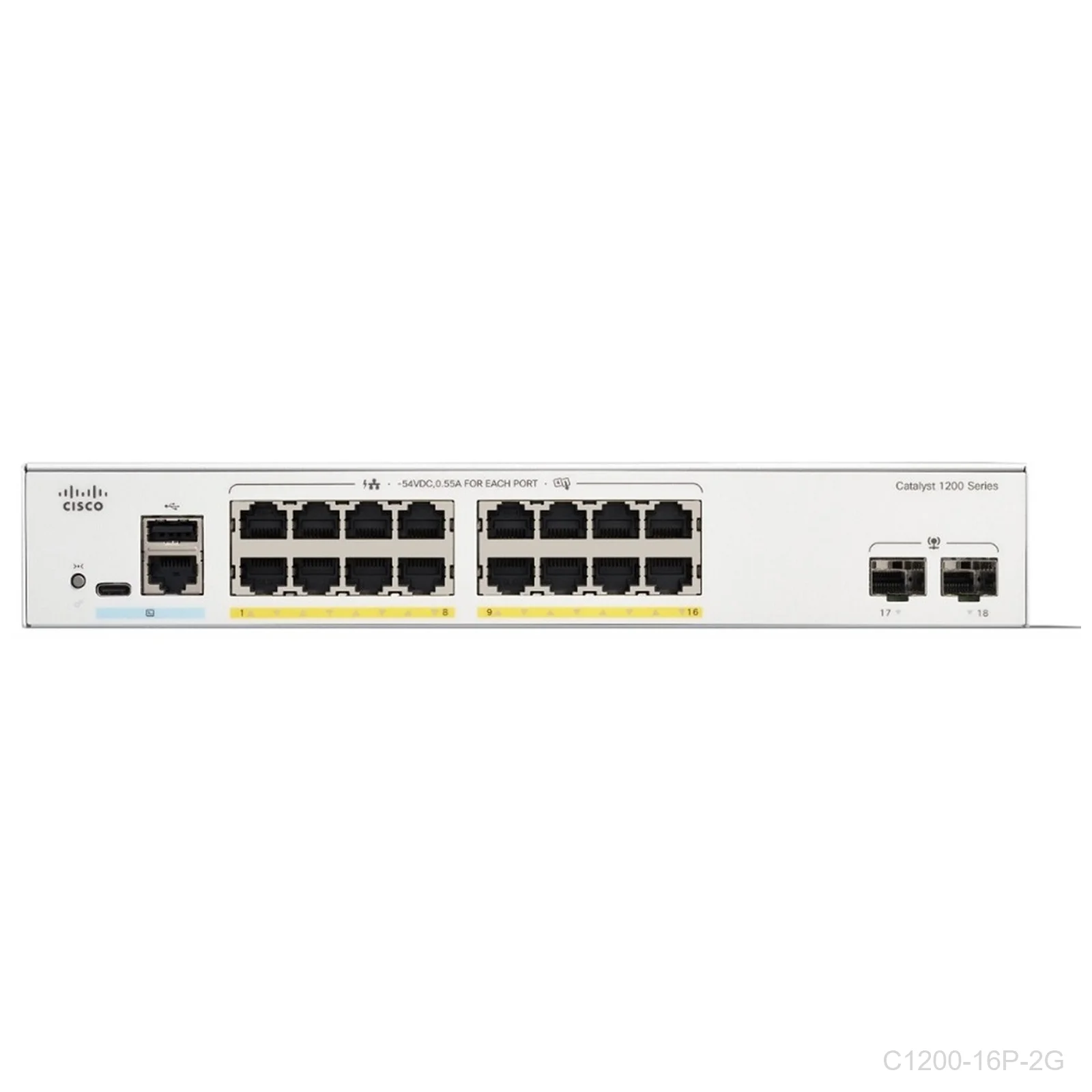 Cisco C1200-16P-2G,16 ports Giga POE+ 120W + 2 x 1G SFP uplink ports, Catalyst Switch