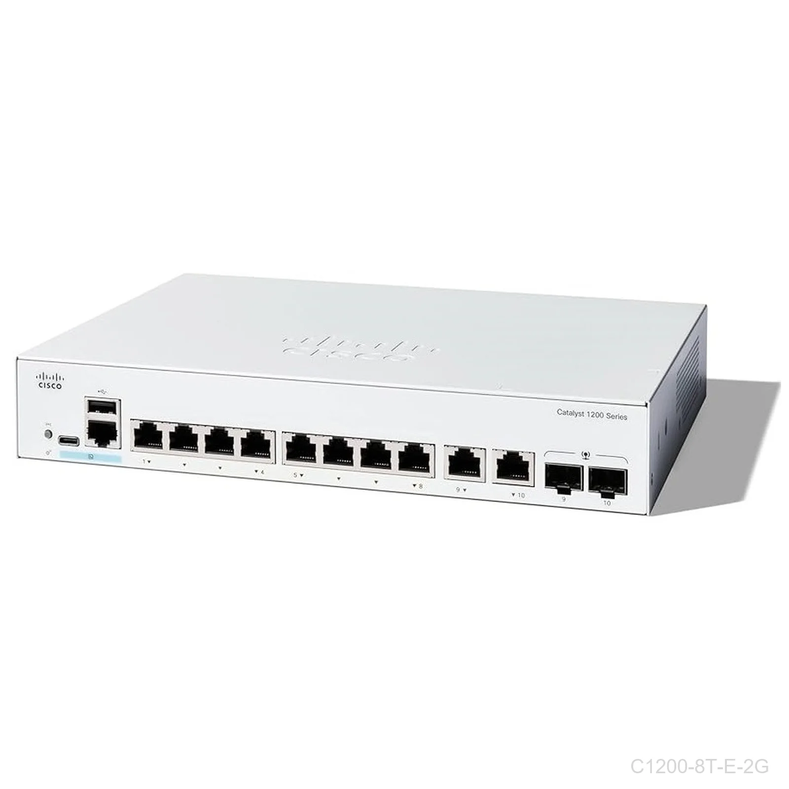 Cisco C1200-8T-E-2G, 8 ports Giga + 2 x 1G SFP and RJ-45 combo uplink ports, Catalyst Switch